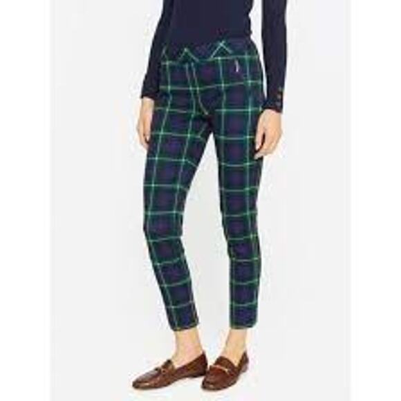 J. McLaughlin Pants - J. McLaughlin Ross Pants Regimental Plaid Blue Green Elastic Waist Women 12